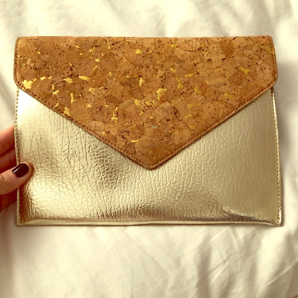 Envelope clutch cork and gold